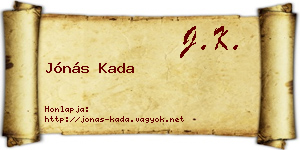 Jónás Kada névjegykártya
